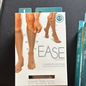Ease Opaque Knee Highs with Silicone Band - 20-30 mmHg sand Long length